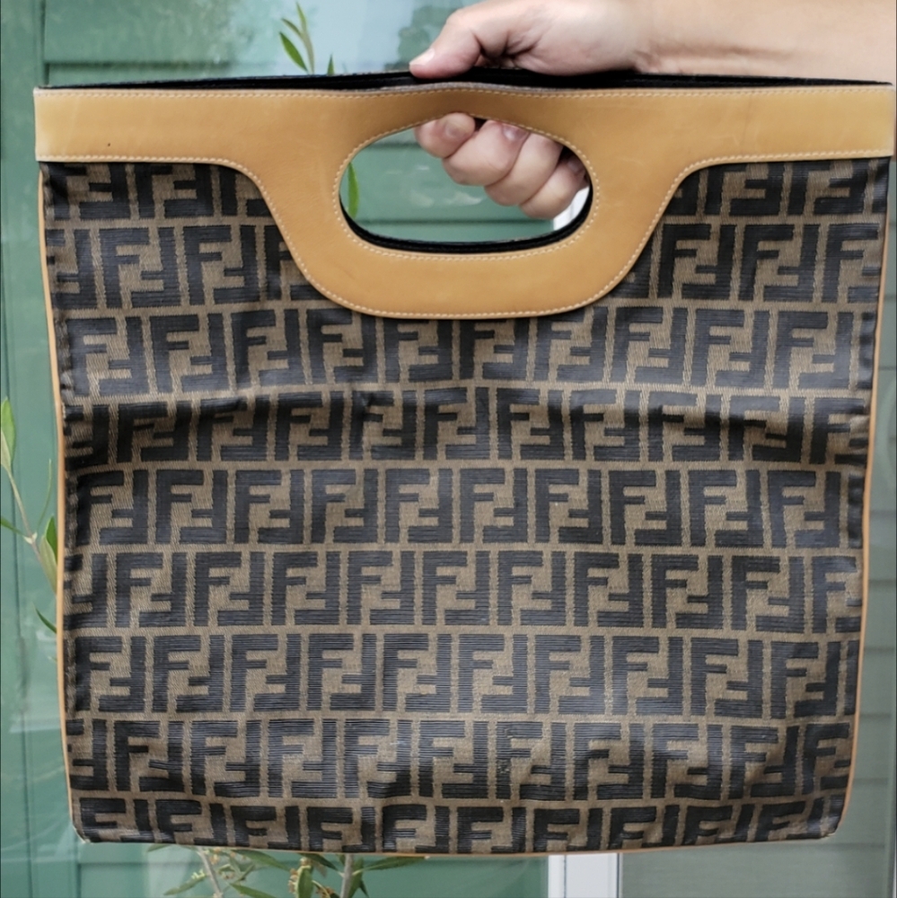 Fendi Vintage Zuccino Foldover Clutch/Tote - Picture 2 of 13